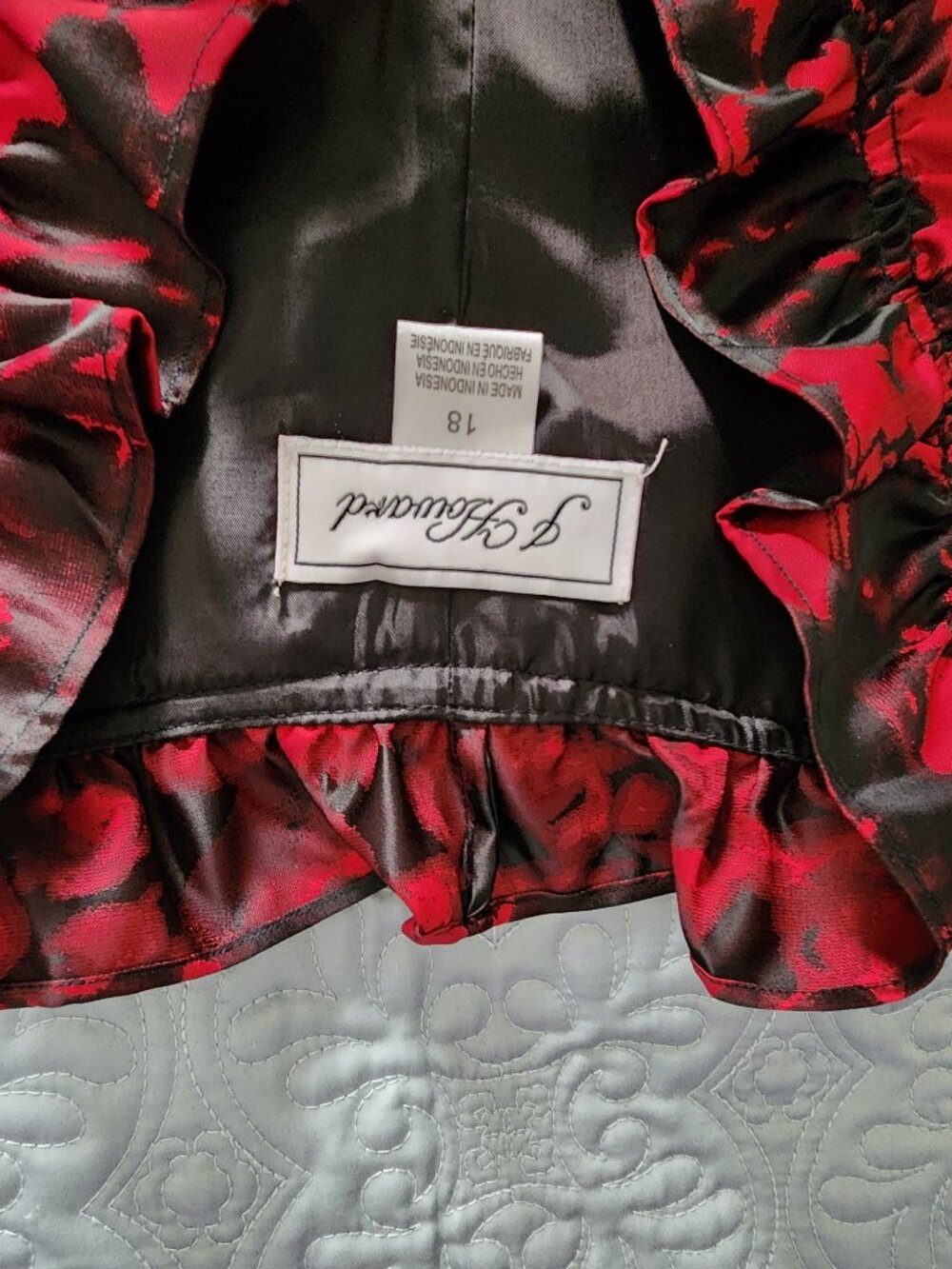 J Howard Red and Black Ruffle Floral Dress . Size 18. New with Tags. - Picture 7 of 10